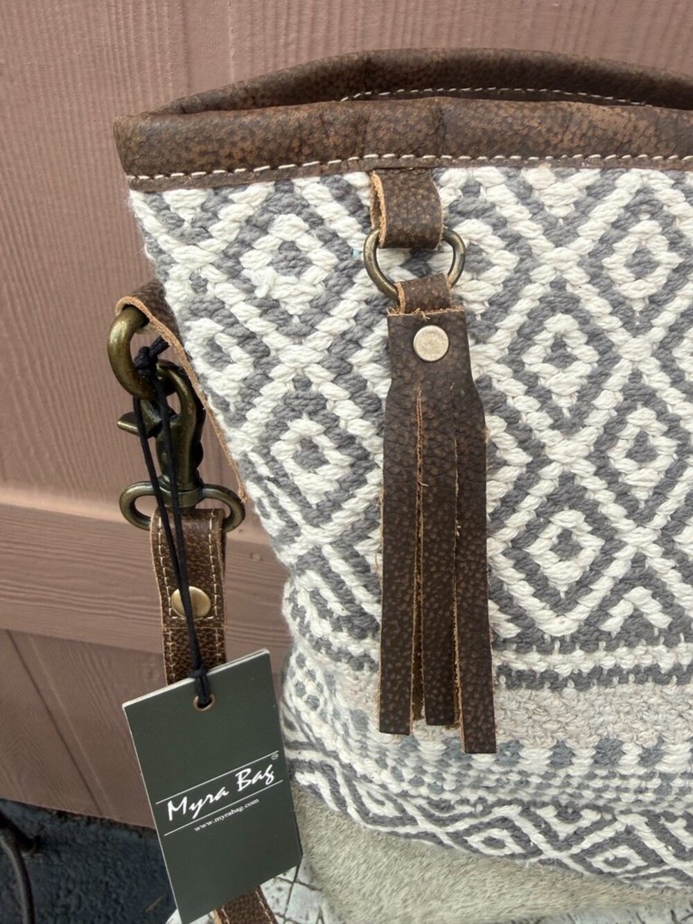 NWT Myra Bag Identity Shoulder Bag Cotton & Leather S-3065 - Picture 4 of 13